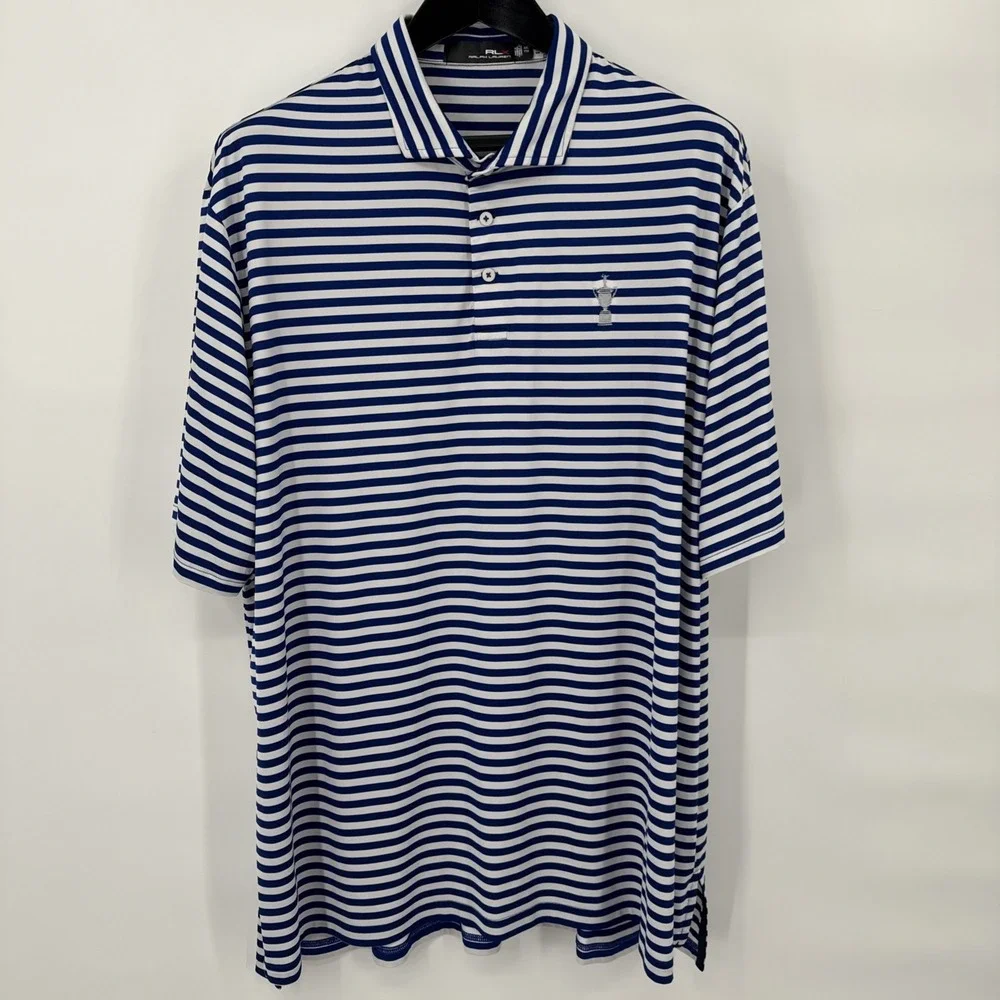 RLX Ralph Lauren 122nd US Open  Performance Polo Shirt XXL Blue & White